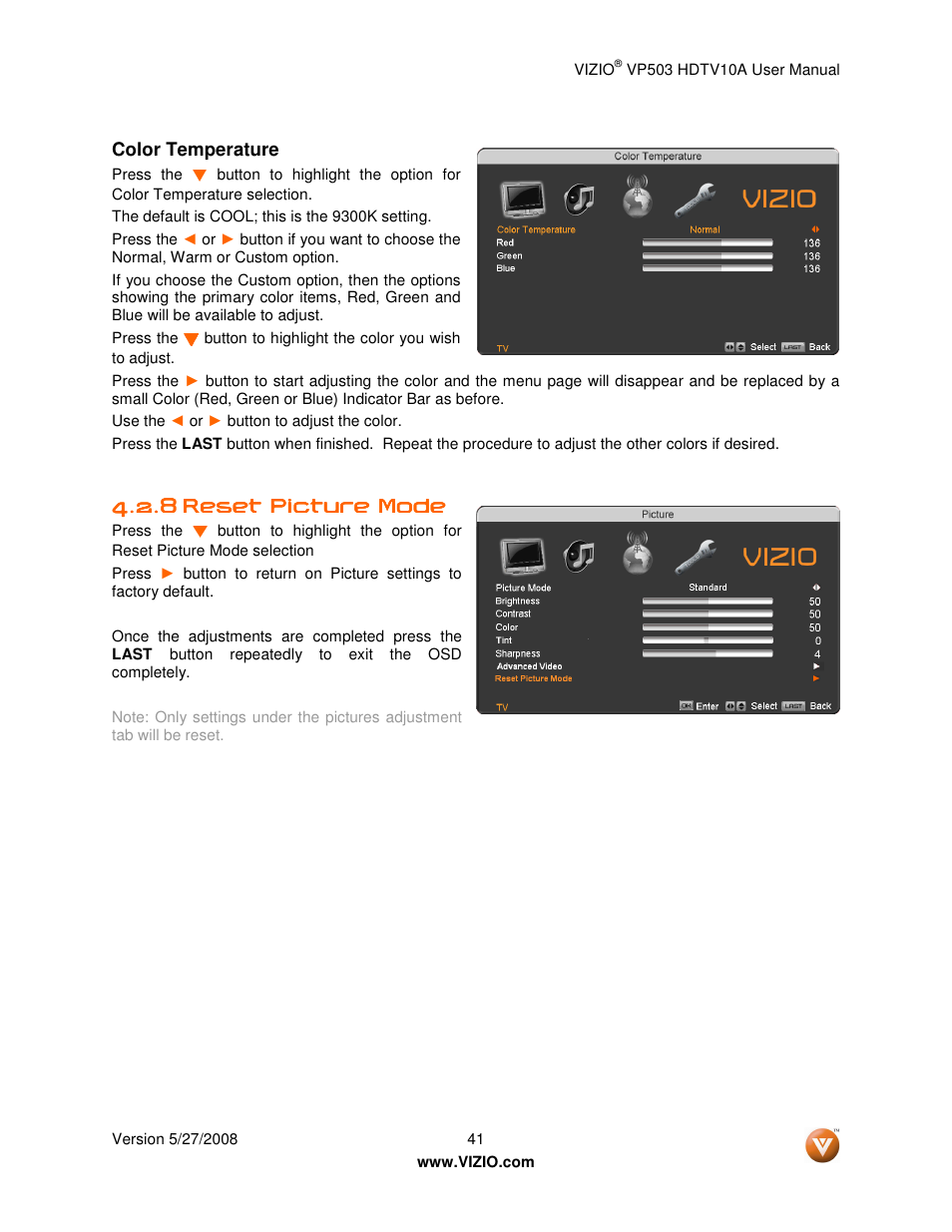 Vizio VP503 User Manual | Page 41 / 80