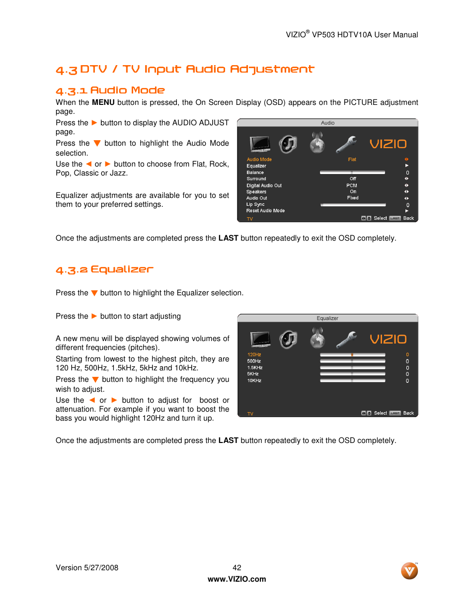 Vizio VP503 User Manual | Page 42 / 80