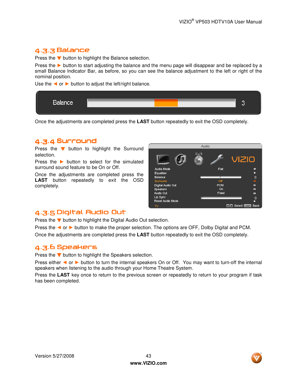 Vizio VP503 User Manual | Page 43 / 80