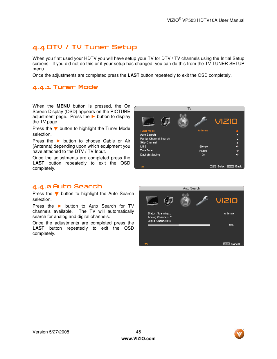 Vizio VP503 User Manual | Page 45 / 80