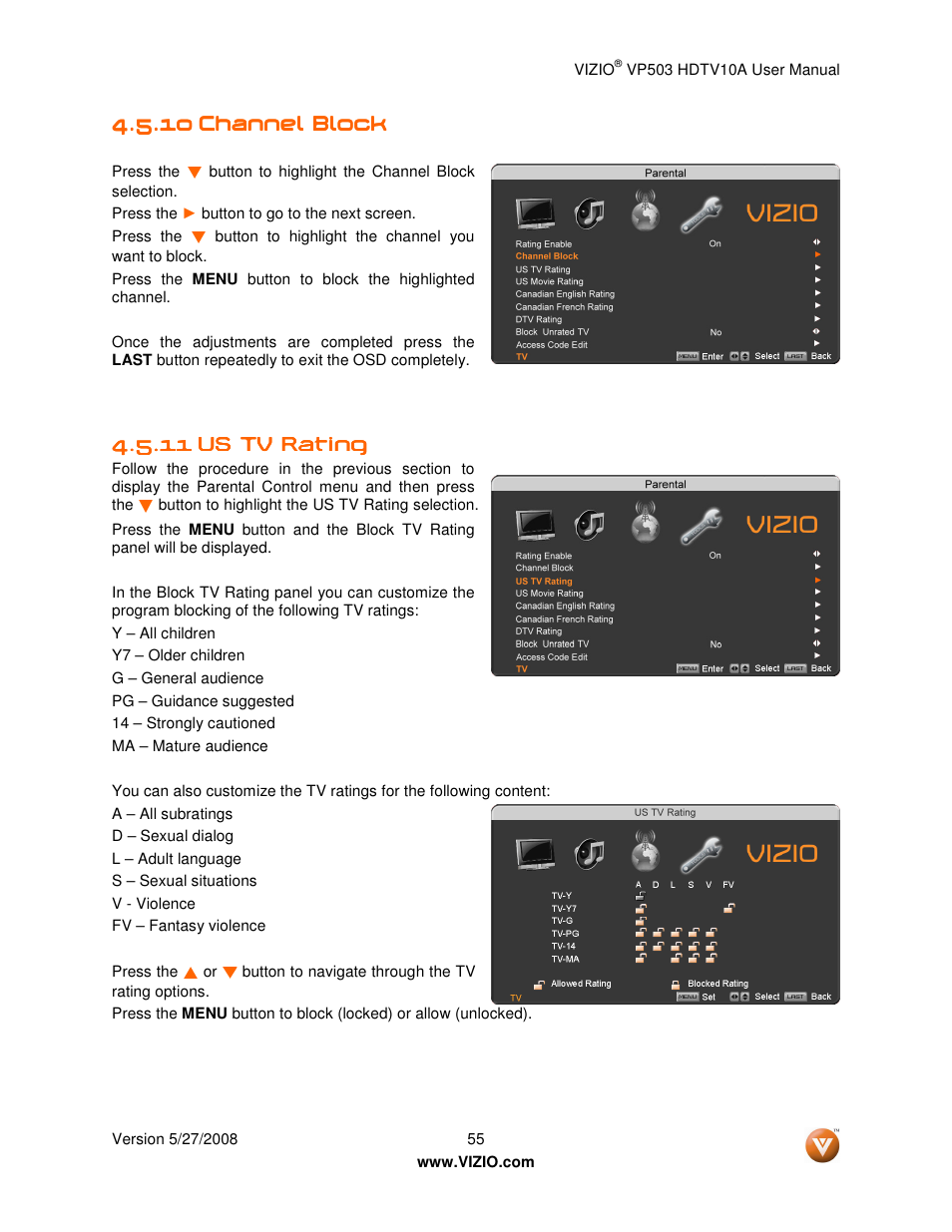 Vizio VP503 User Manual | Page 55 / 80