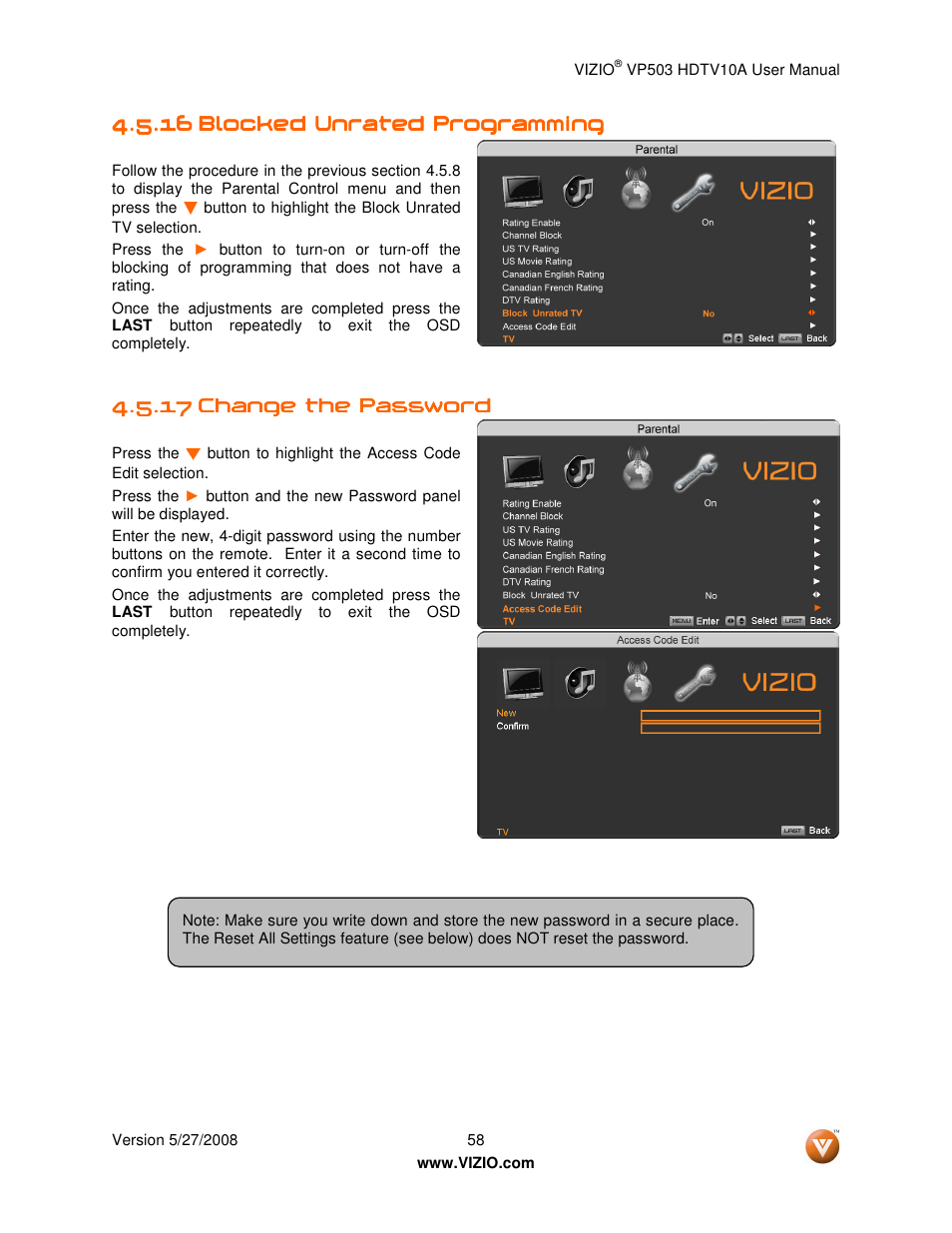 Vizio VP503 User Manual | Page 58 / 80