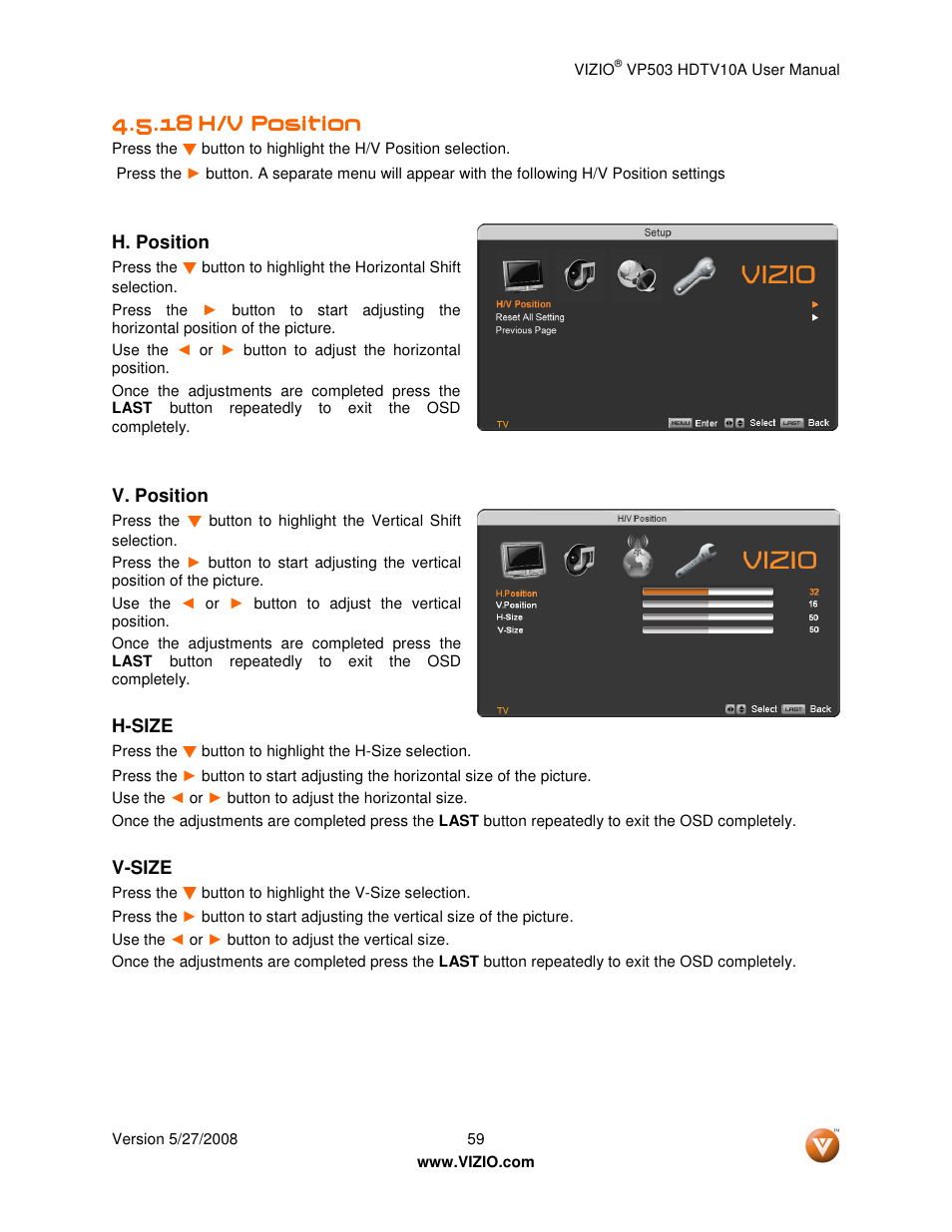 Vizio VP503 User Manual | Page 59 / 80