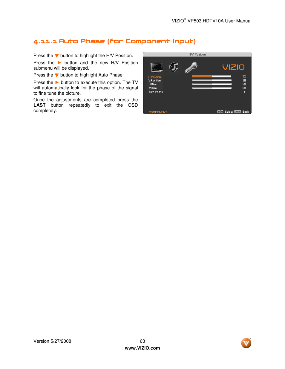 Vizio VP503 User Manual | Page 63 / 80