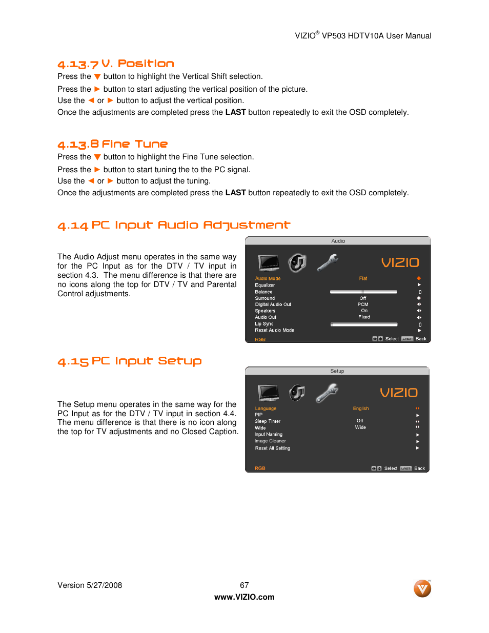 Vizio VP503 User Manual | Page 67 / 80