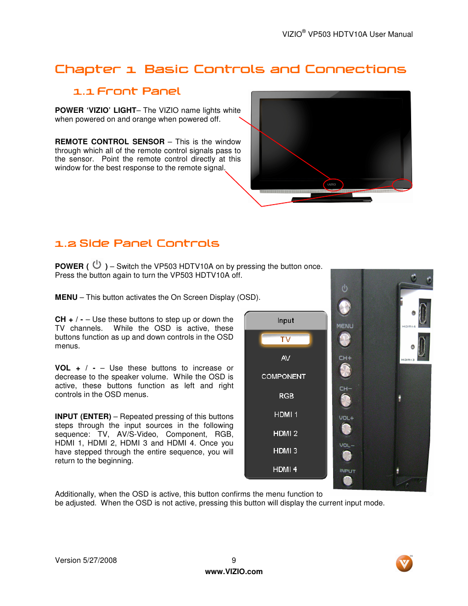 Chapter 1 | Vizio VP503 User Manual | Page 9 / 80