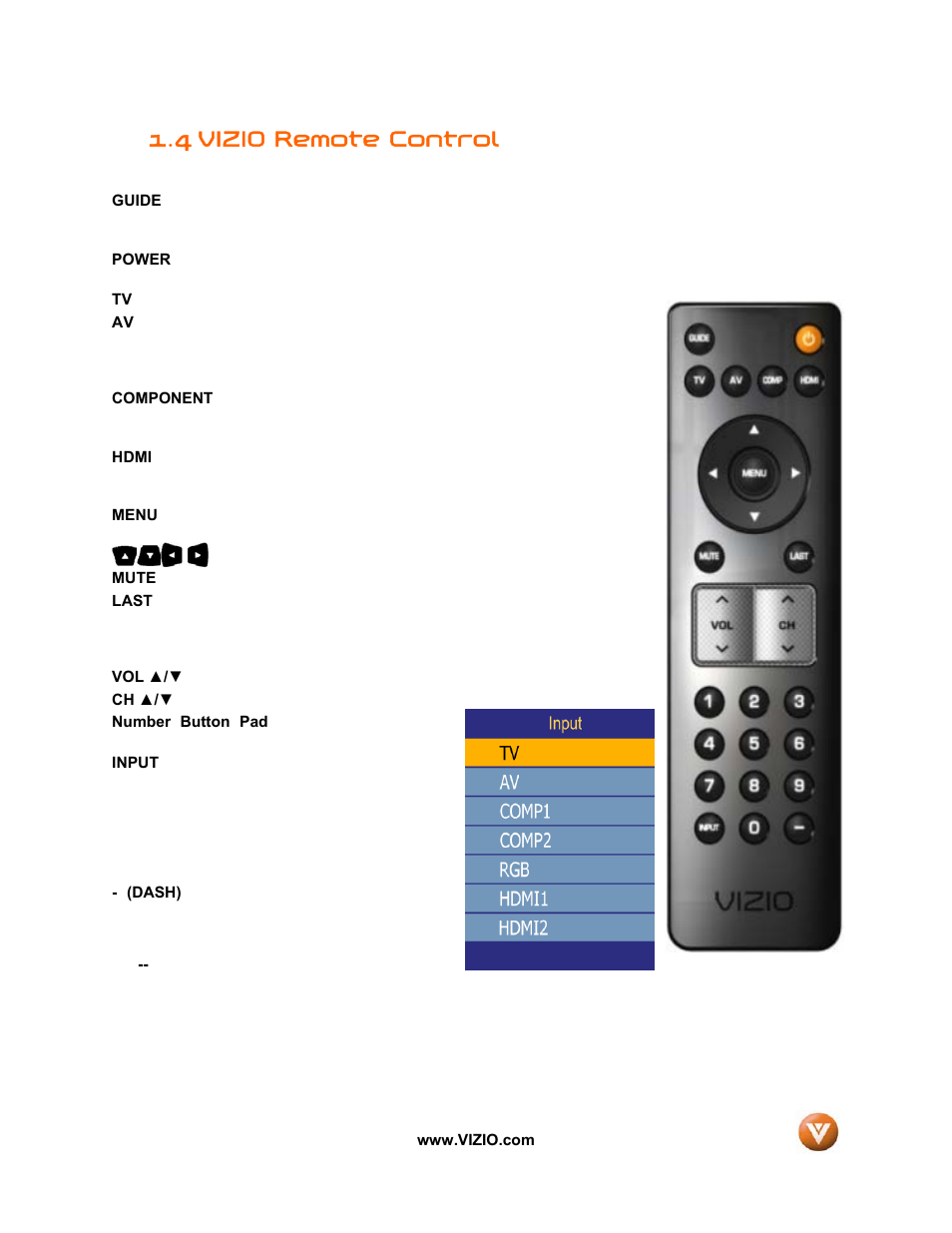 4 vizio remote control | Vizio VW32L User Manual | Page 11 / 70