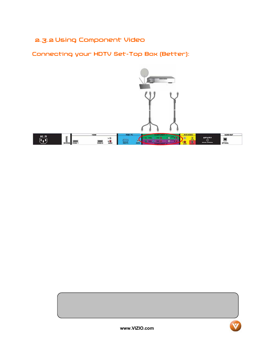 2 using component video | Vizio VW32L User Manual | Page 17 / 70