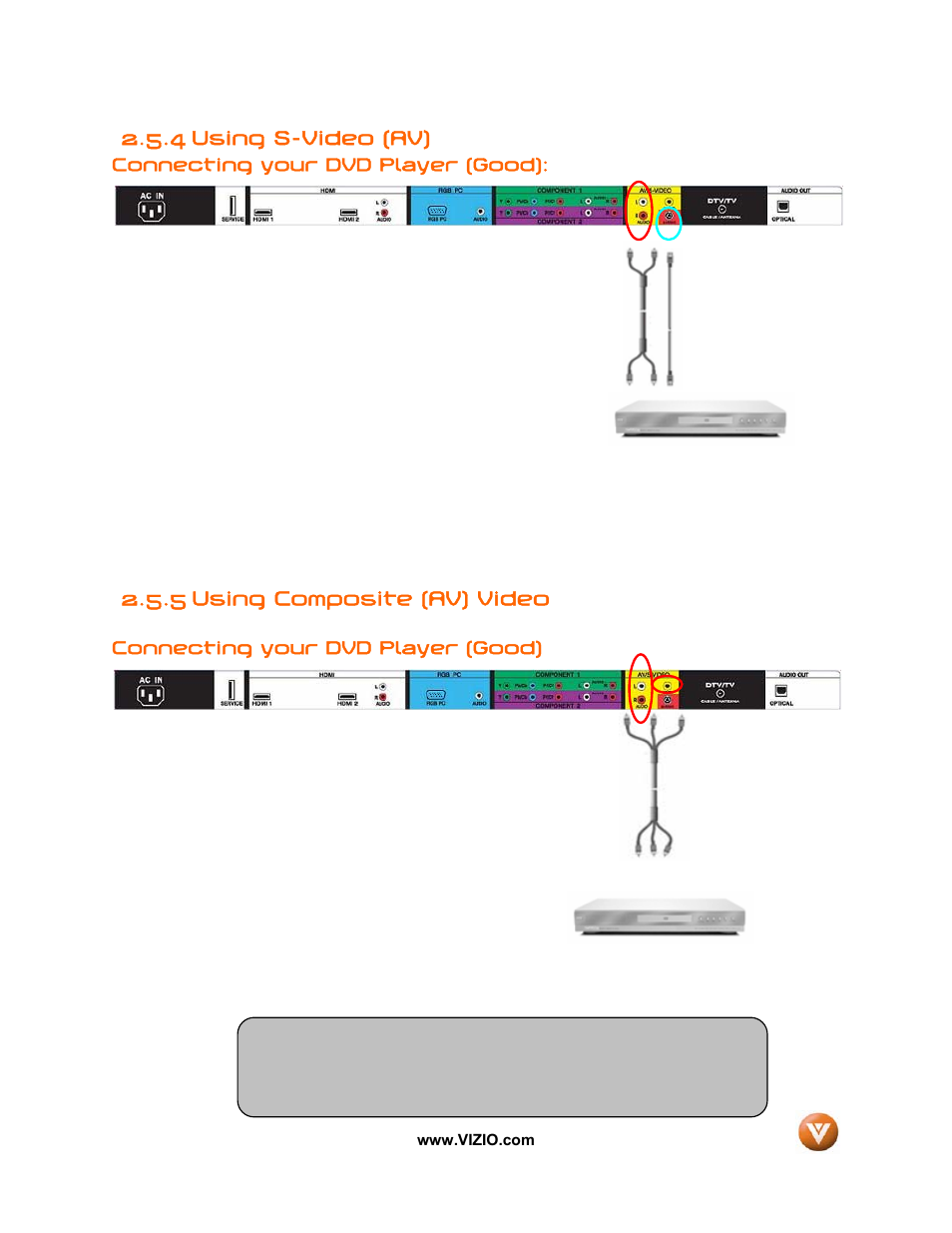 4 using s-video (av), 5 using composite (av) video | Vizio VW32L User Manual | Page 22 / 70