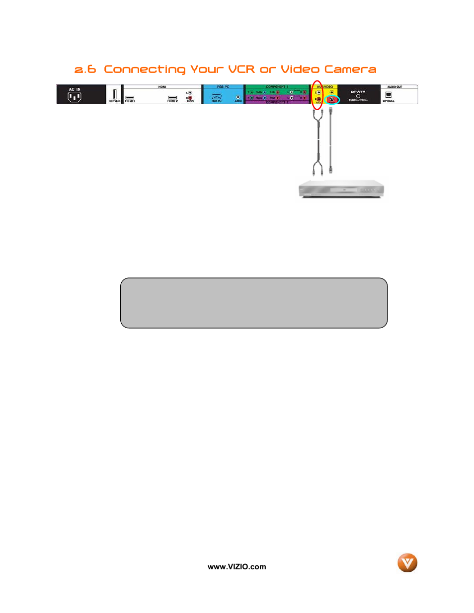6 connecting your vcr or video camera | Vizio VW32L User Manual | Page 23 / 70