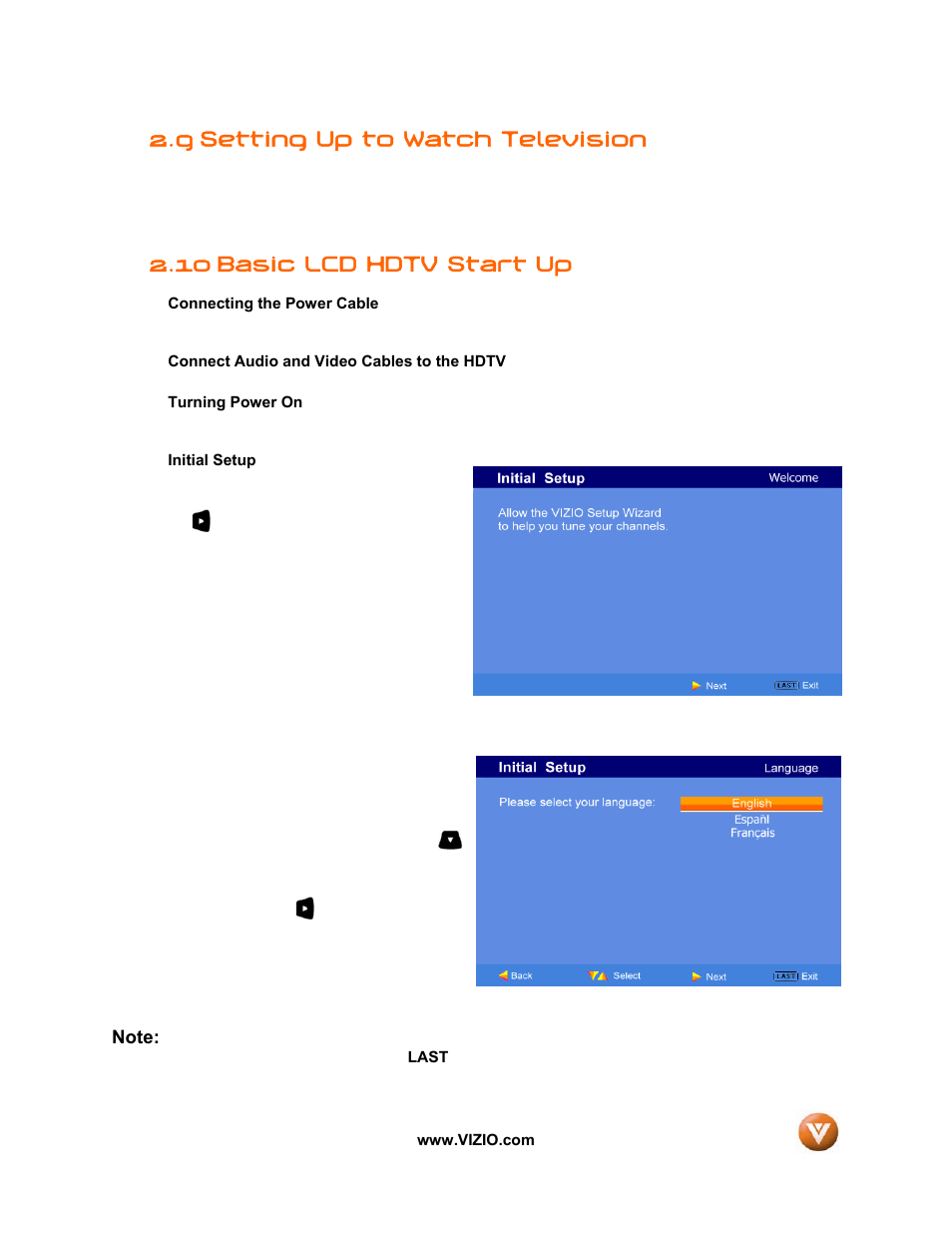 9 setting up to watch television, 10 basic lcd hdtv start up | Vizio VW32L User Manual | Page 27 / 70