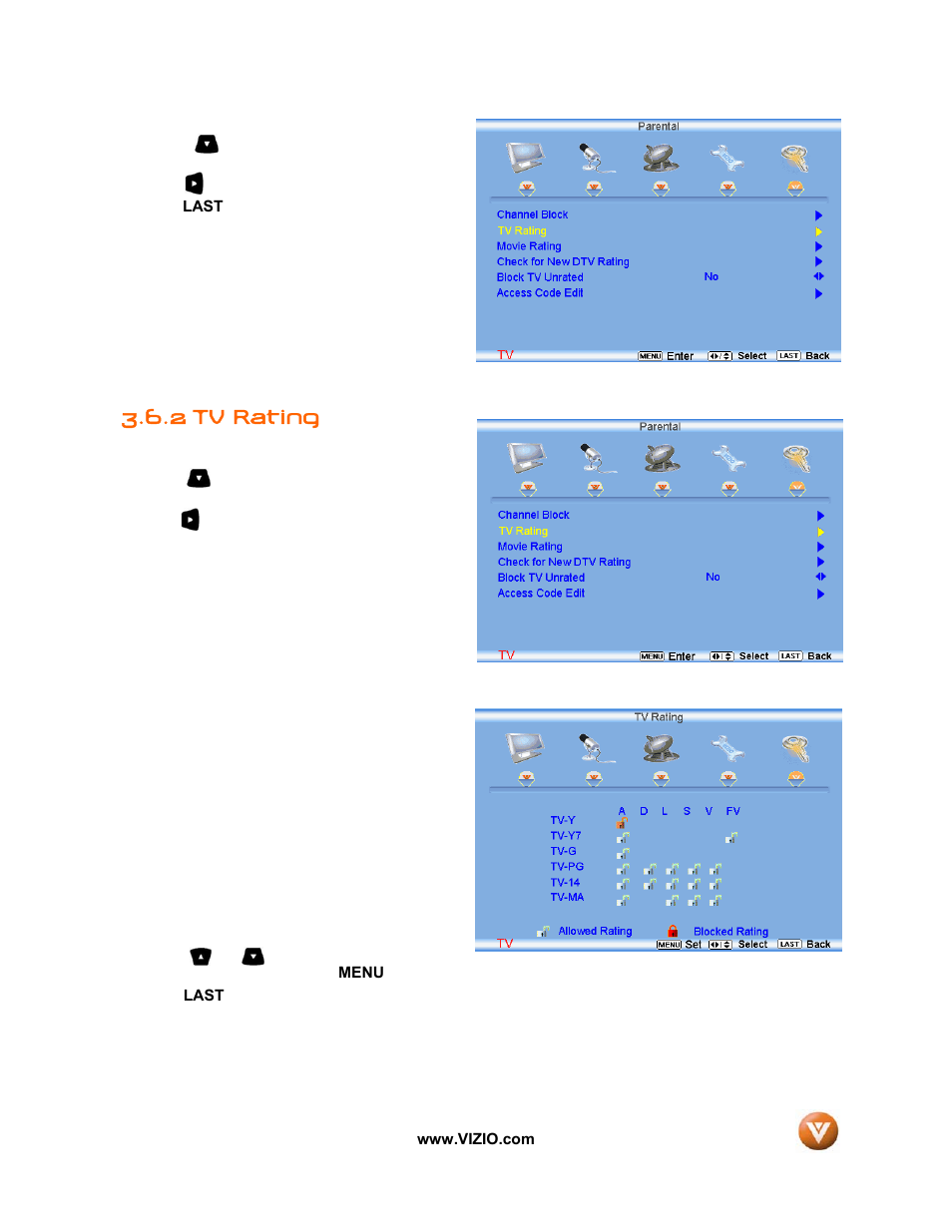 Tv rating, 2 tv rating | Vizio VW32L User Manual | Page 52 / 70