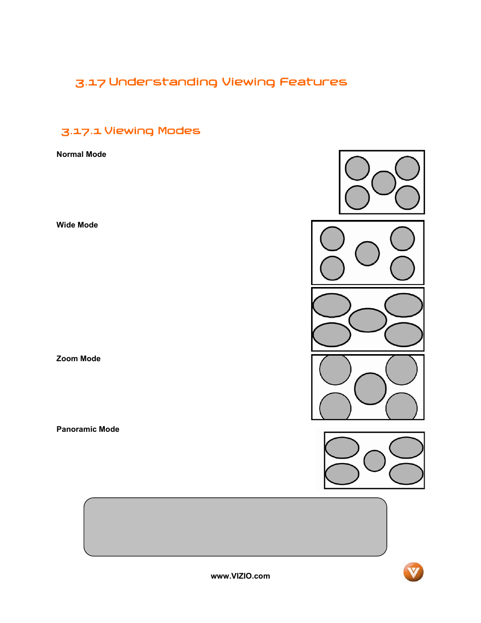 17 understanding viewing features, 1 viewing modes | Vizio VW32L User Manual | Page 62 / 70