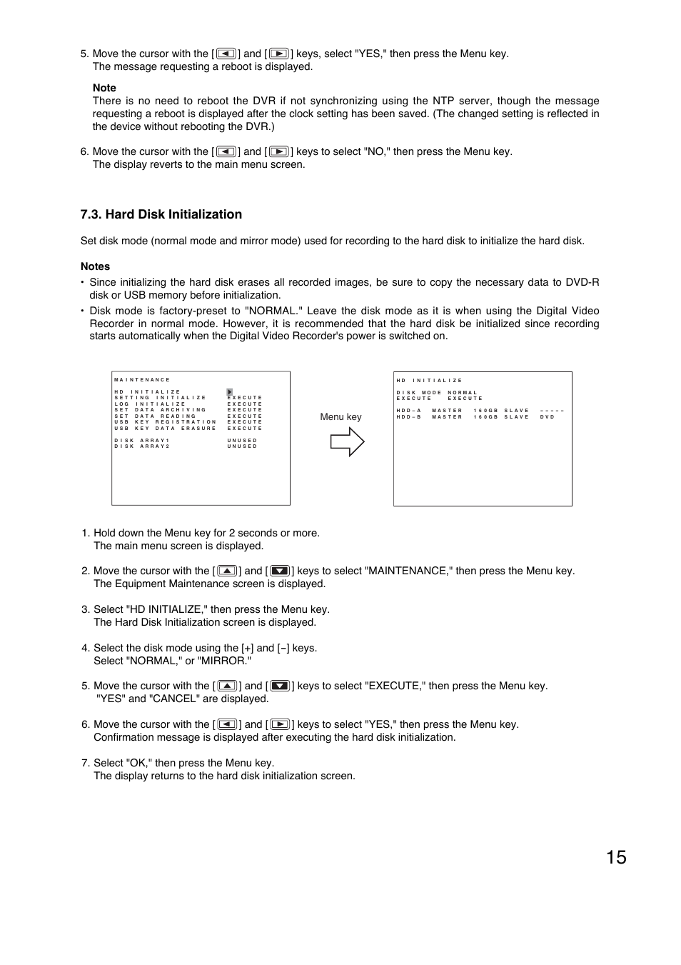 Hard disk initialization | Vizio C-DR161 CU User Manual | Page 15 / 28
