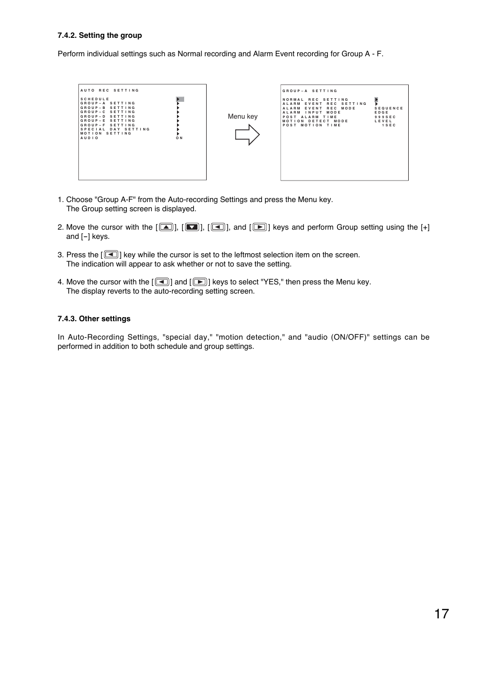 Menu key | Vizio C-DR161 CU User Manual | Page 17 / 28