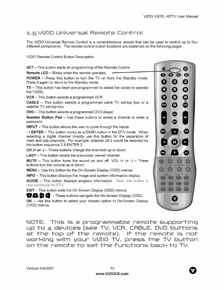 Vizio VX20L User Manual | Page 10 / 67