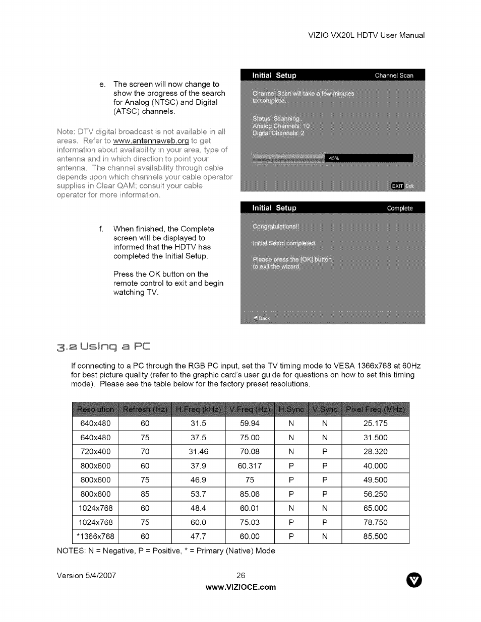 Y '' isinq a pc | Vizio VX20L User Manual | Page 26 / 67