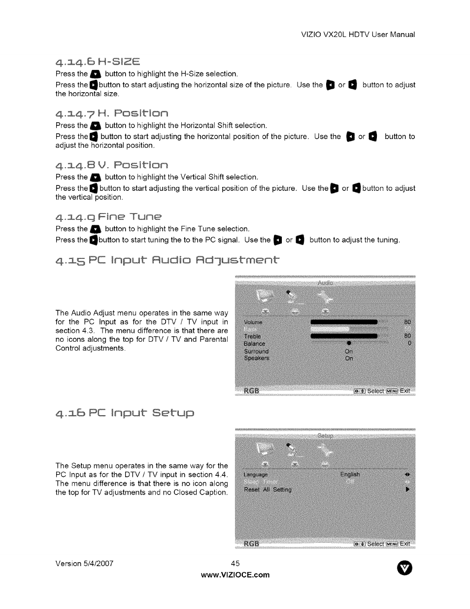 14 h. position, 4,x4.bv. position, Le tune | X5 pc input rudio rdiustment, Xb pc inf 'ih 