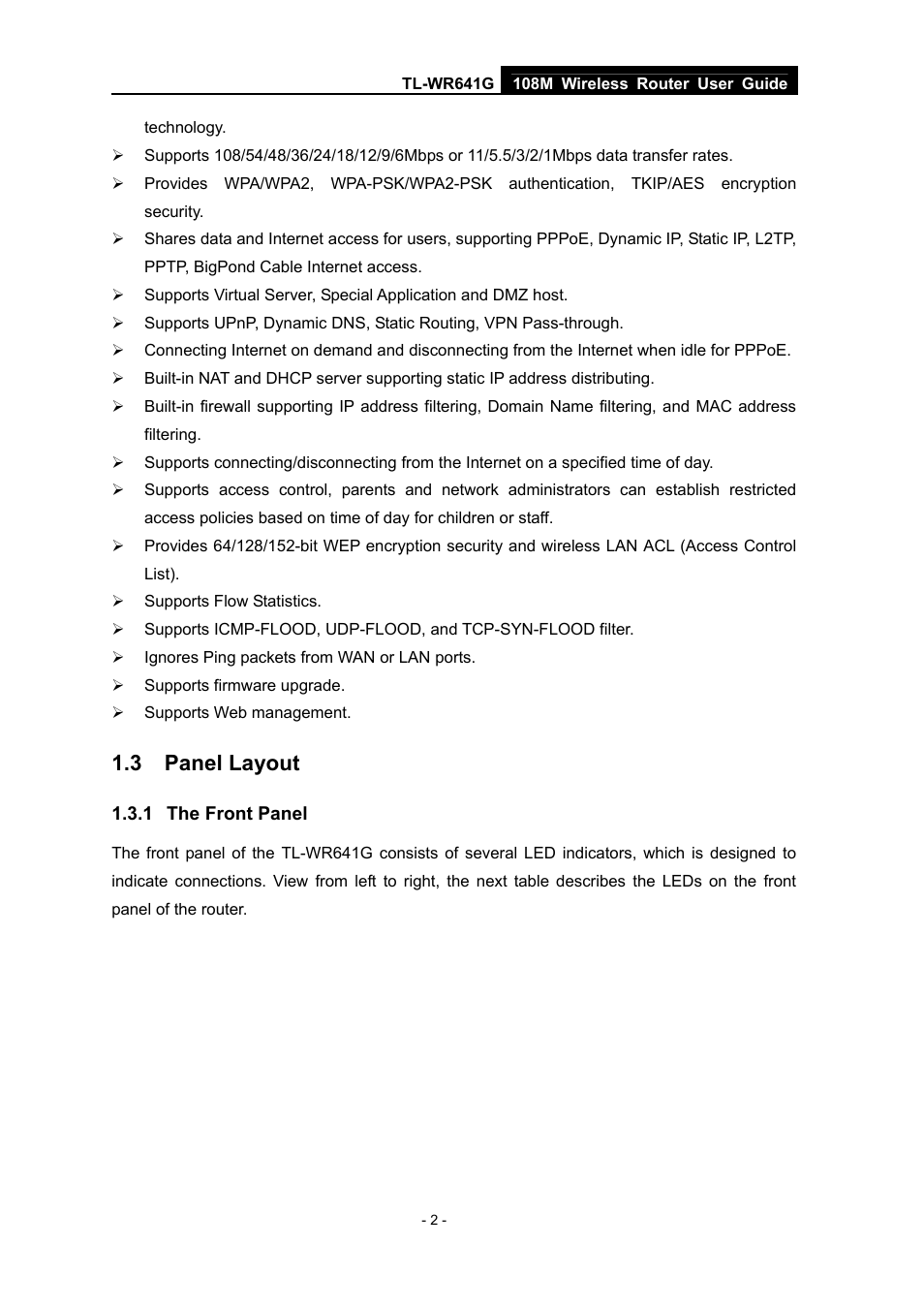 3 panel layout, 1 the front panel, Panel layout | The front panel | Vizio TL-WR641G User Manual | Page 10 / 84