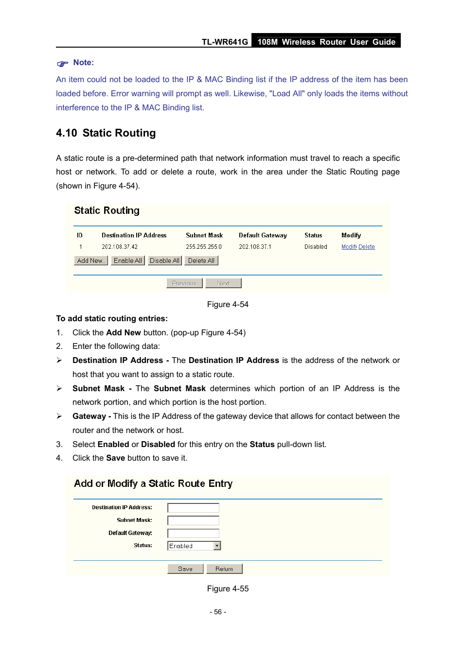 10 static routing, Static routing | Vizio TL-WR641G User Manual | Page 64 / 84