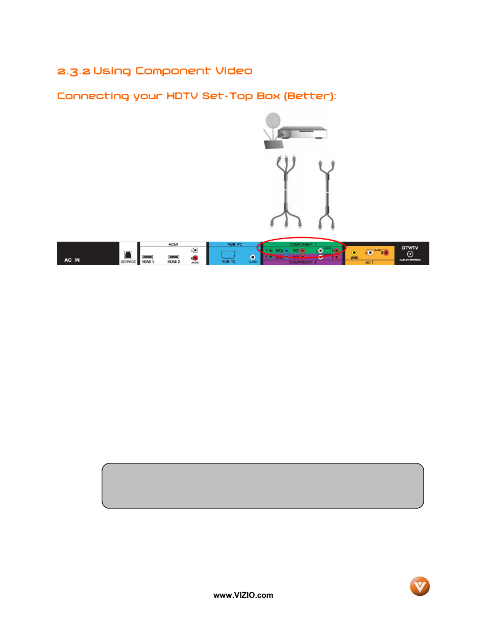 2 using component video | Vizio VW37L User Manual | Page 17 / 53