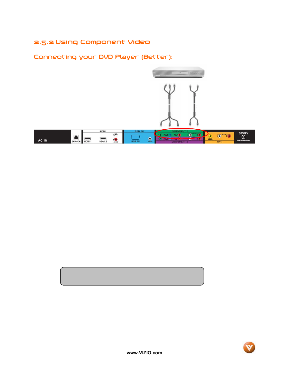 2 using component video | Vizio VW37L User Manual | Page 20 / 53