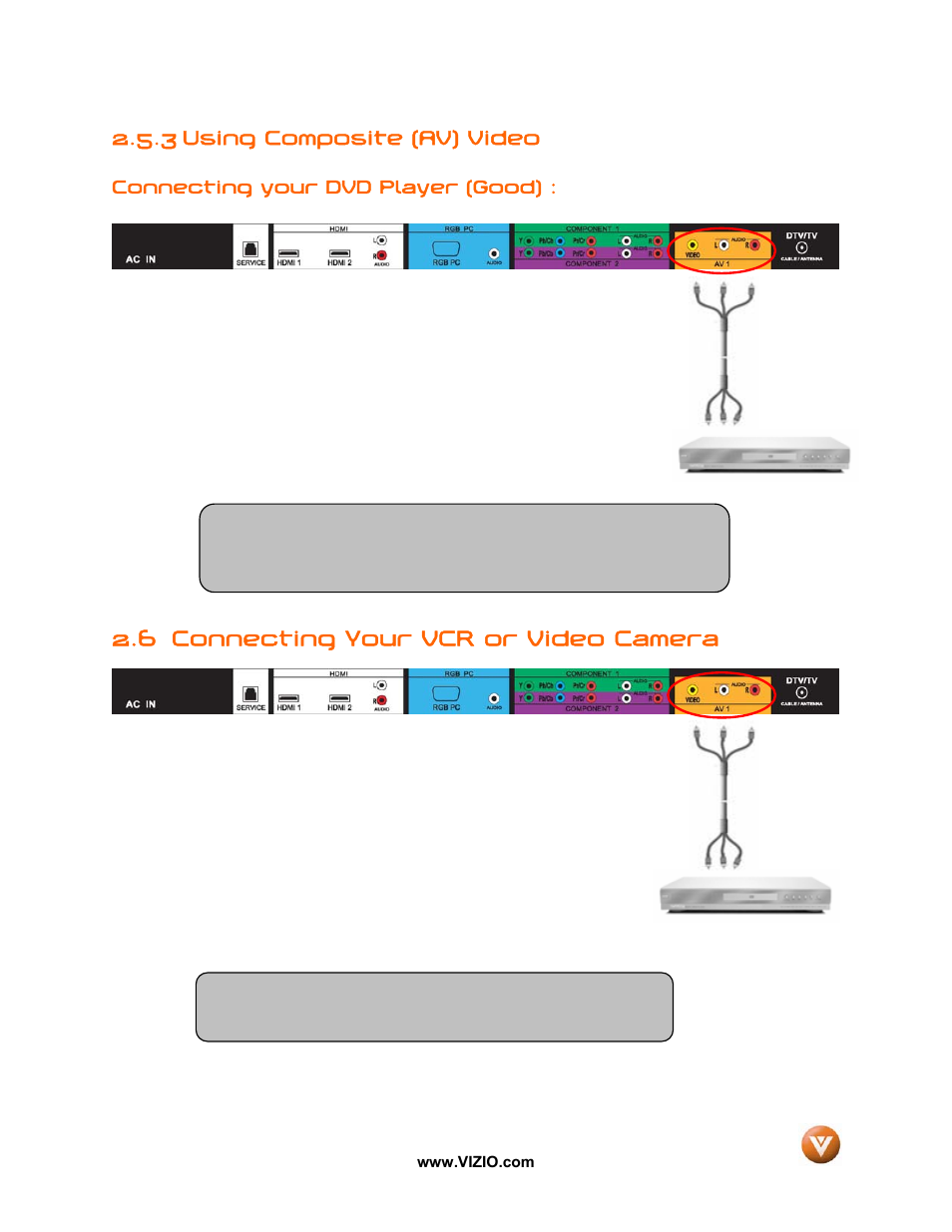 3 using composite (av) video, 6 connecting your vcr or video camera | Vizio VW37L User Manual | Page 21 / 53