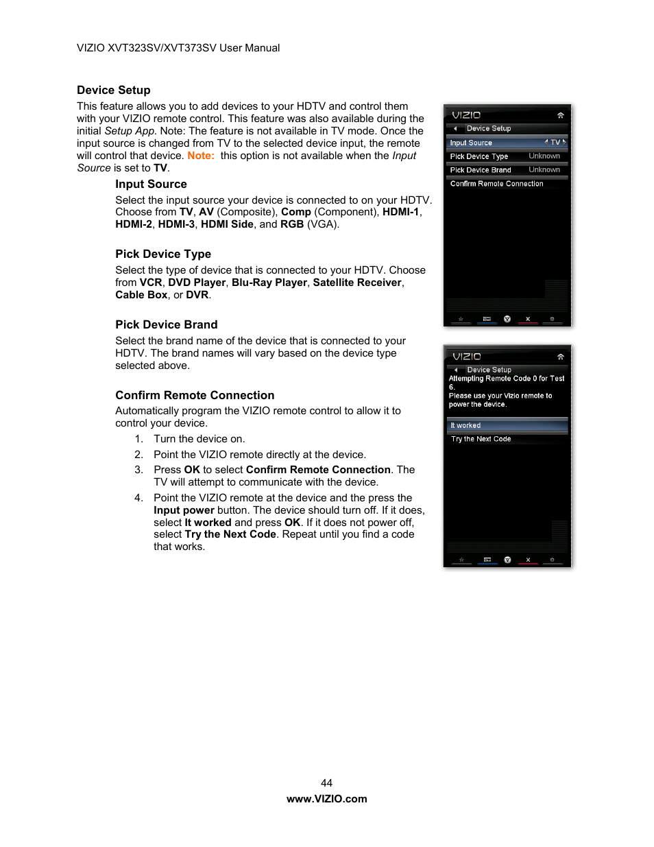 Vizio XVT323SV User Manual | Page 44 / 65
