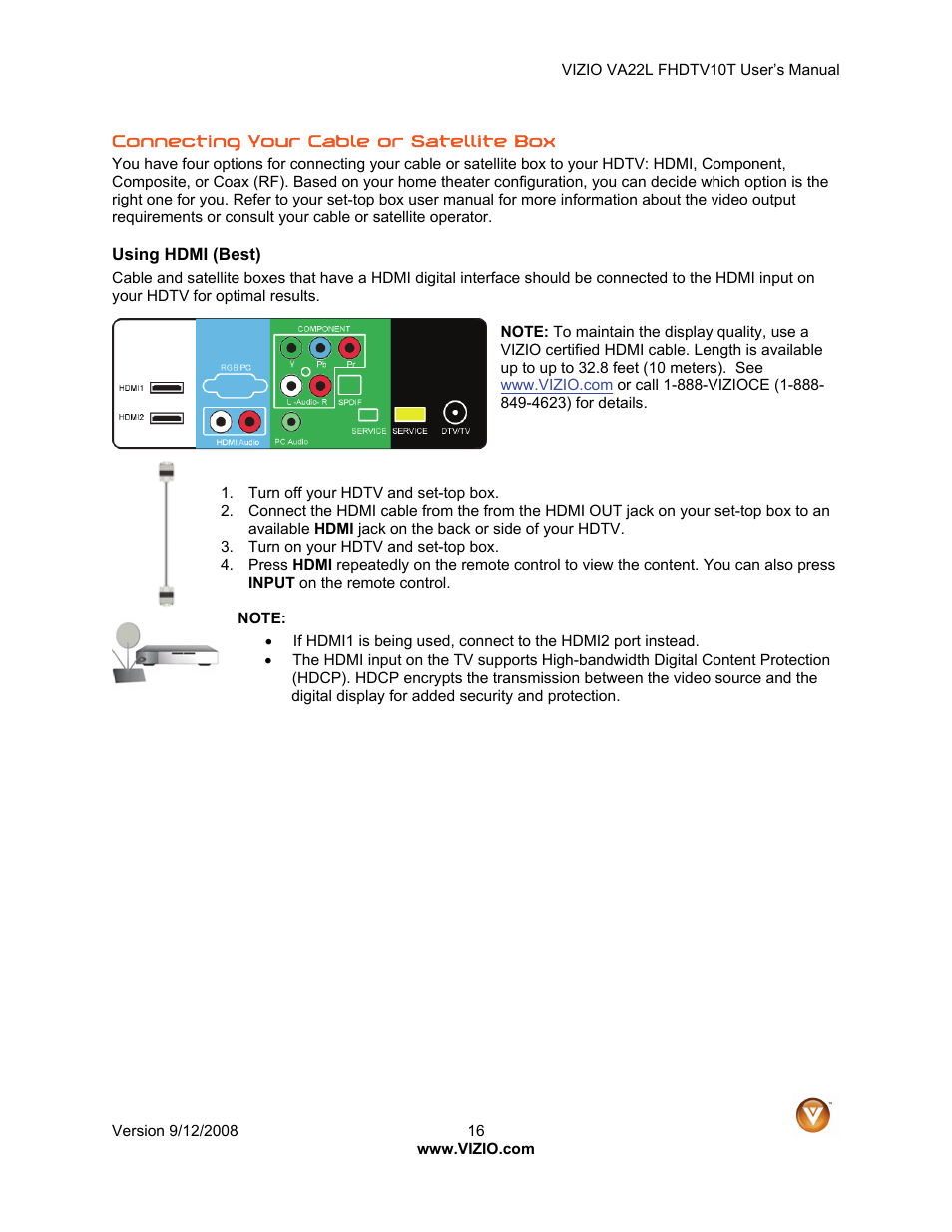Vizio VA22LF HDTV10T User Manual | Page 16 / 52