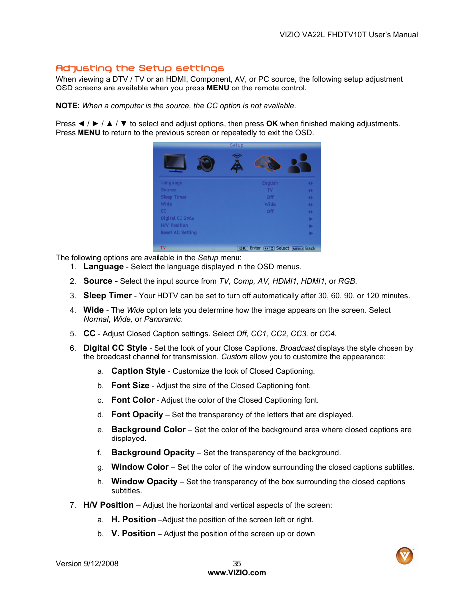 Vizio VA22LF HDTV10T User Manual | Page 35 / 52