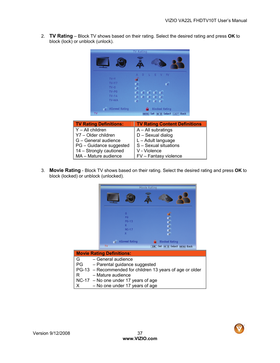 Vizio VA22LF HDTV10T User Manual | Page 37 / 52