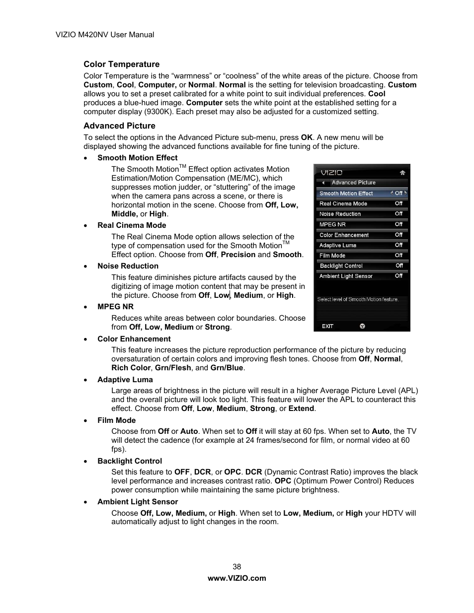 Vizio M420NV User Manual | Page 38 / 78