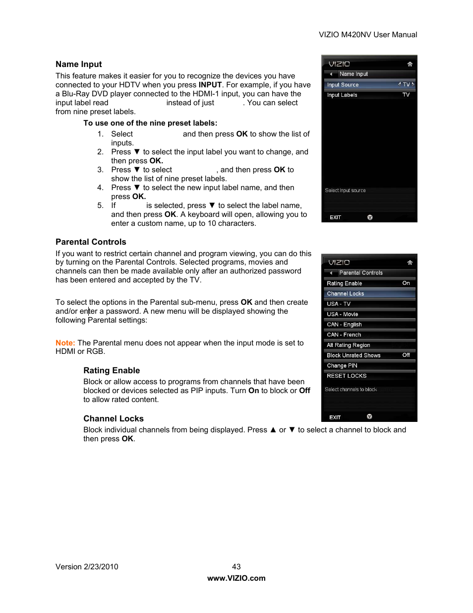 Vizio M420NV User Manual | Page 43 / 78