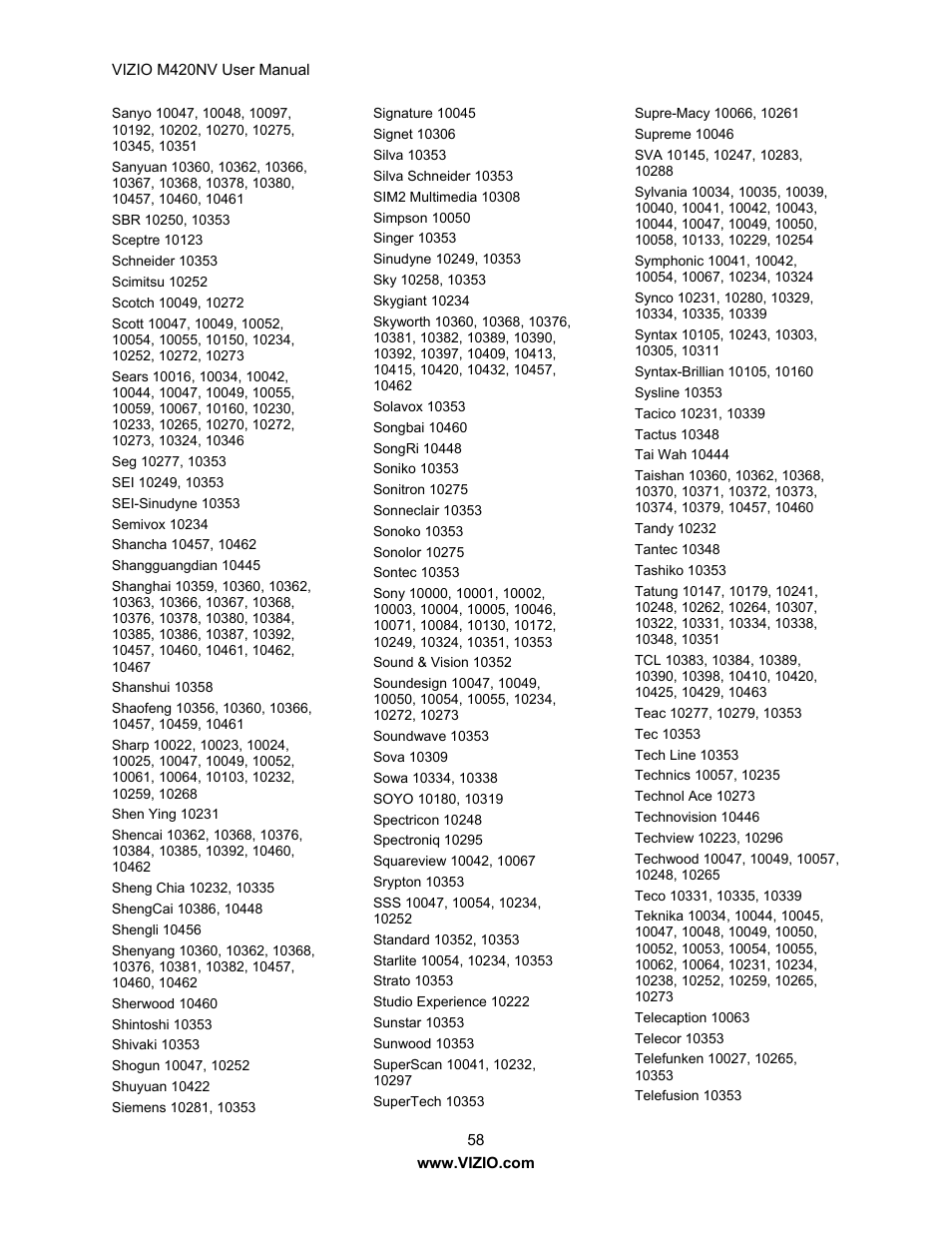 Vizio M420NV User Manual | Page 58 / 78