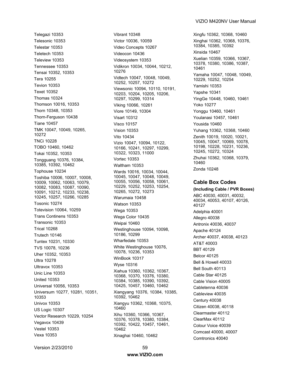 Vizio M420NV User Manual | Page 59 / 78