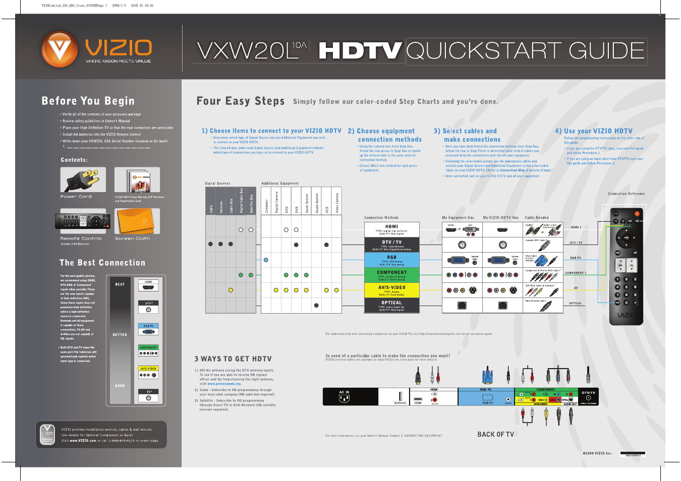 Vizio VXW20L User Manual | 2 pages