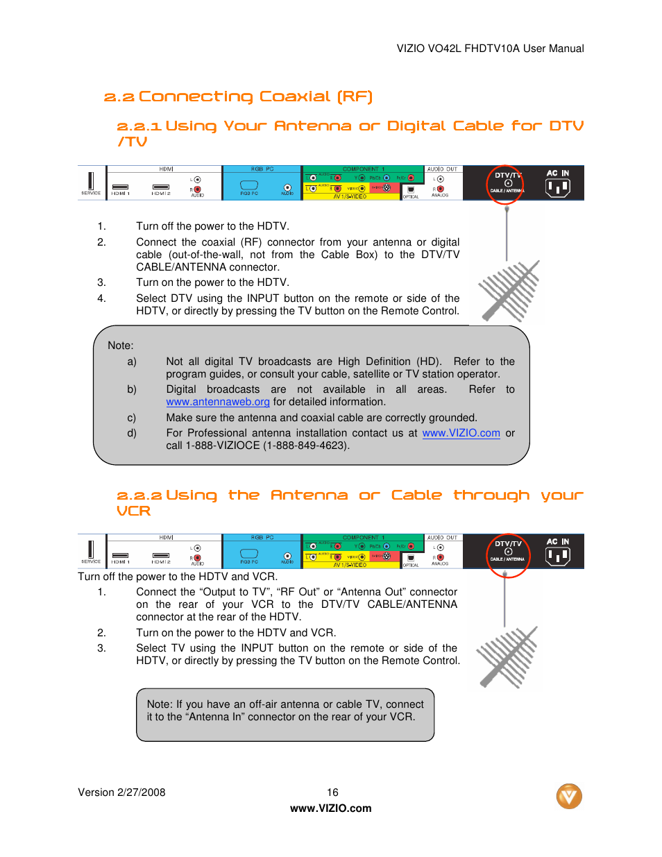 Vizio VO42LFHDTV10A User Manual | Page 16 / 77