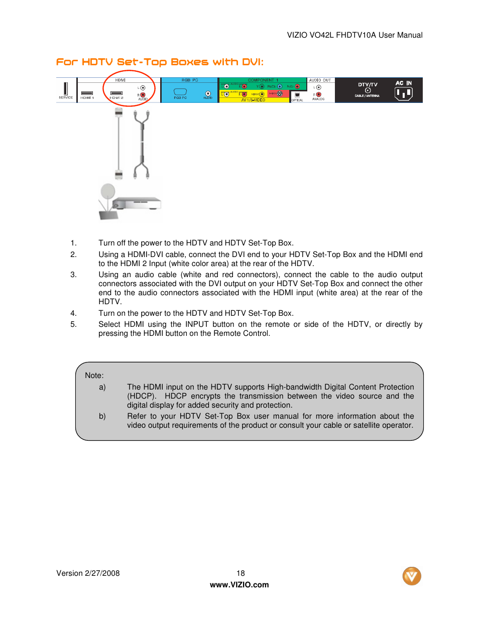 Vizio VO42LFHDTV10A User Manual | Page 18 / 77