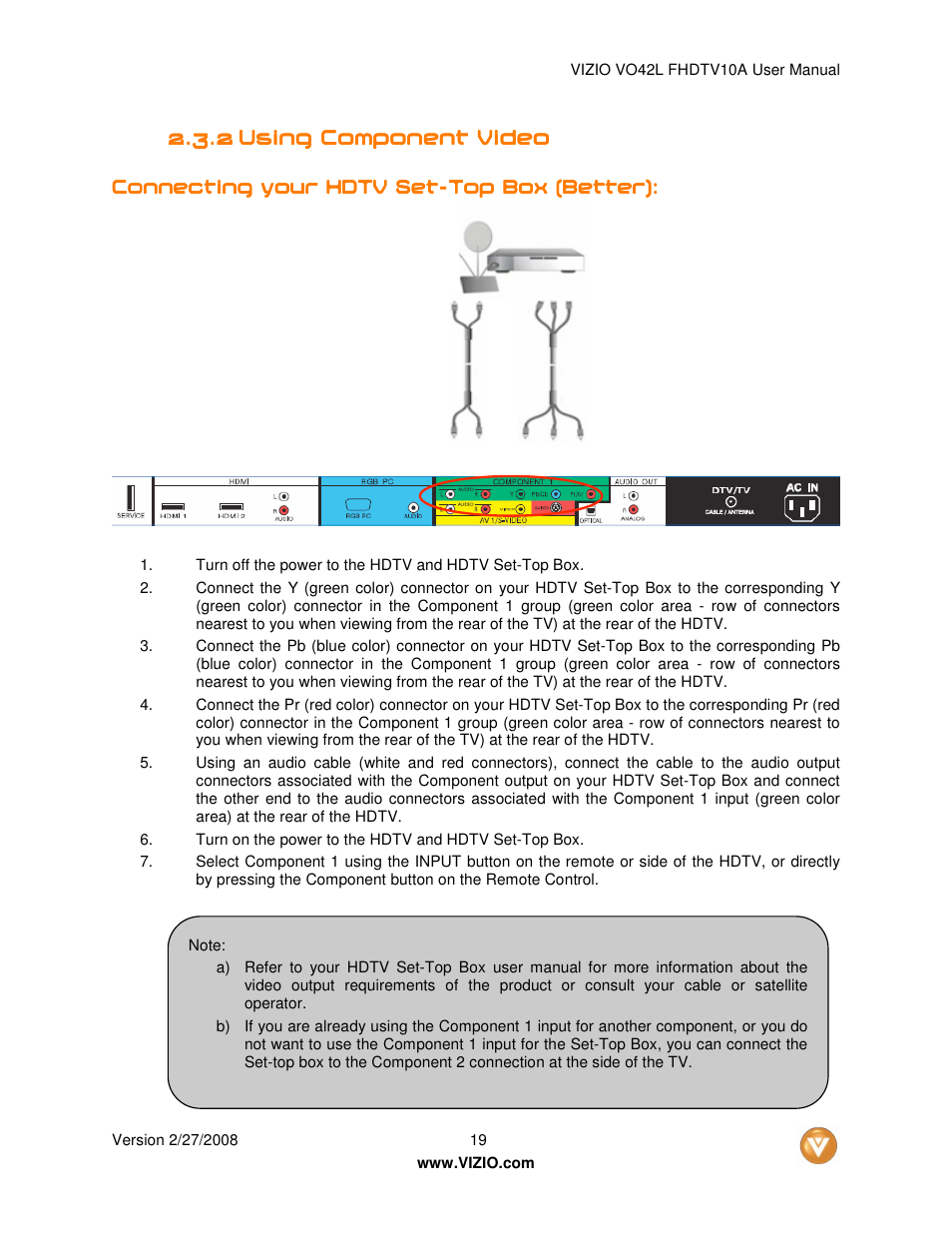 Vizio VO42LFHDTV10A User Manual | Page 19 / 77
