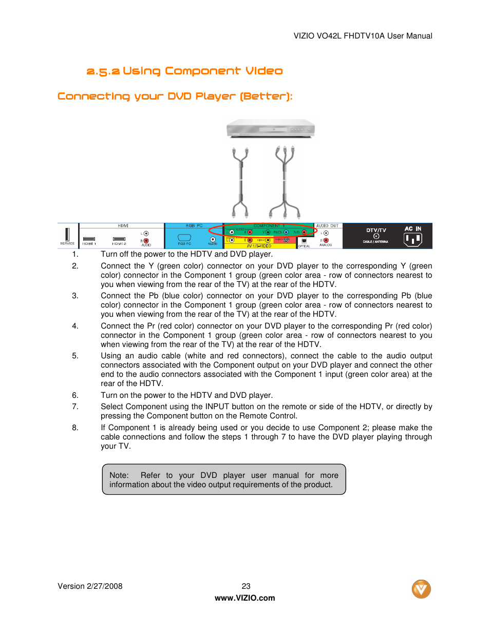 Vizio VO42LFHDTV10A User Manual | Page 23 / 77