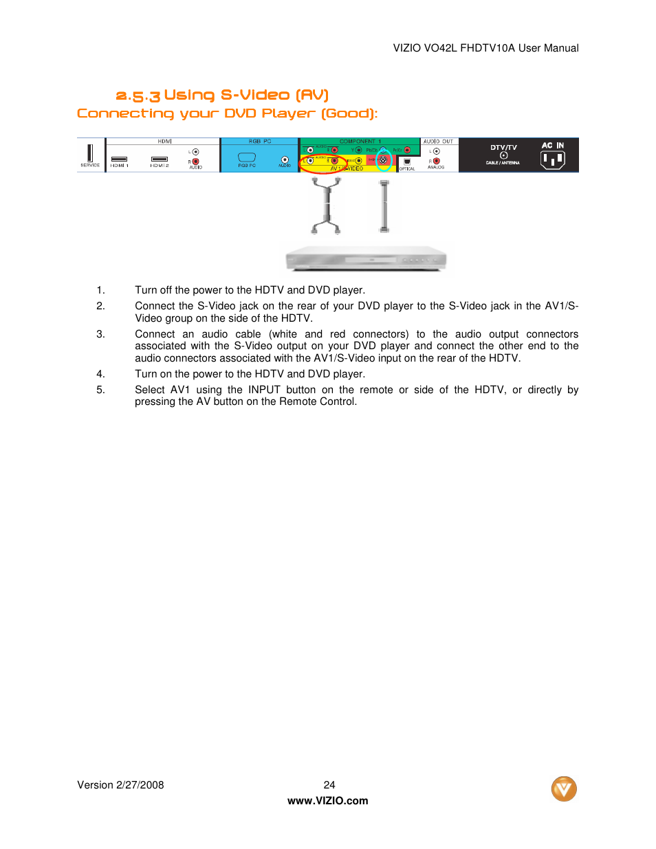 Vizio VO42LFHDTV10A User Manual | Page 24 / 77