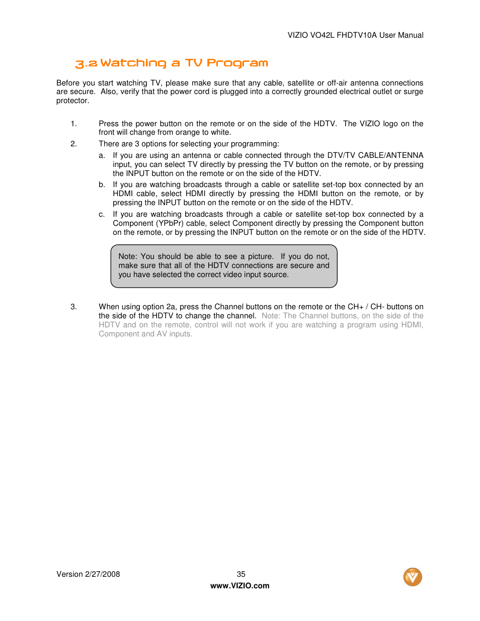 Vizio VO42LFHDTV10A User Manual | Page 35 / 77