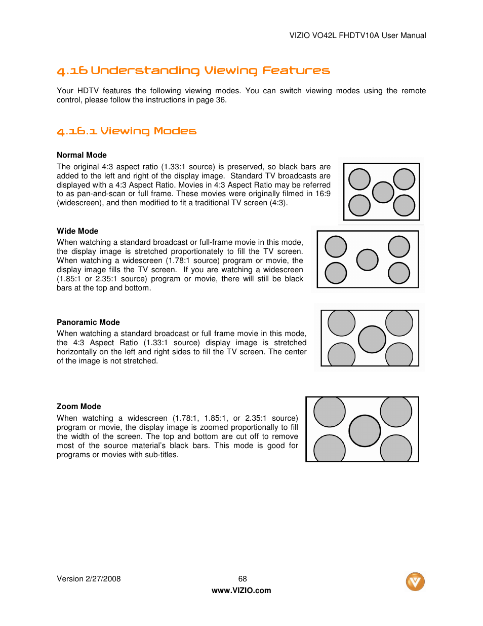 Vizio VO42LFHDTV10A User Manual | Page 68 / 77
