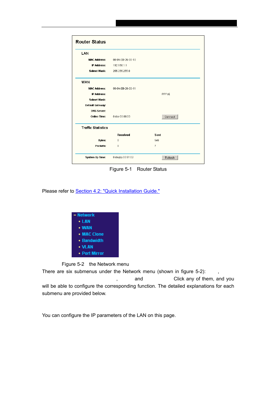 3 quick setup, 4 network, 1 lan | 3 quick setup 5.4 network | Vizio TL-R480T User Manual | Page 17 / 60