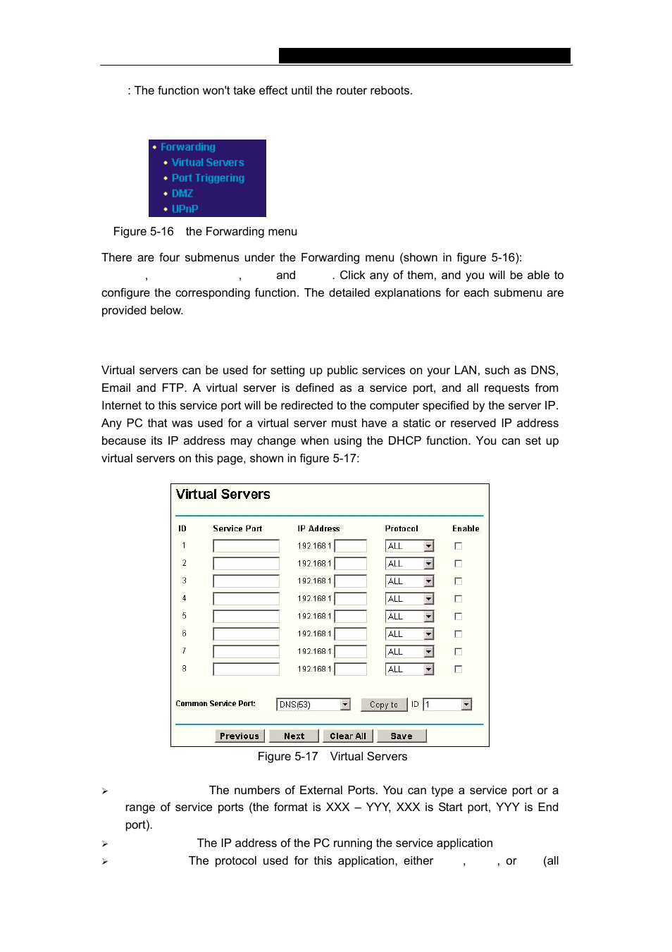 6 forwarding, 1 virtual servers | Vizio TL-R480T User Manual | Page 28 / 60