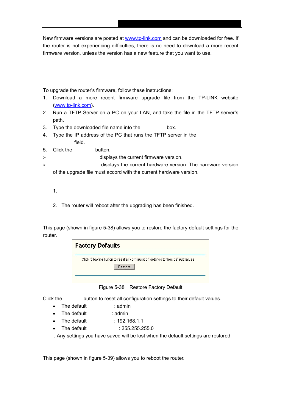3 factory defaults, 4 reboot, 3 factory defaults 5.10.4 reboot | Vizio TL-R480T User Manual | Page 46 / 60