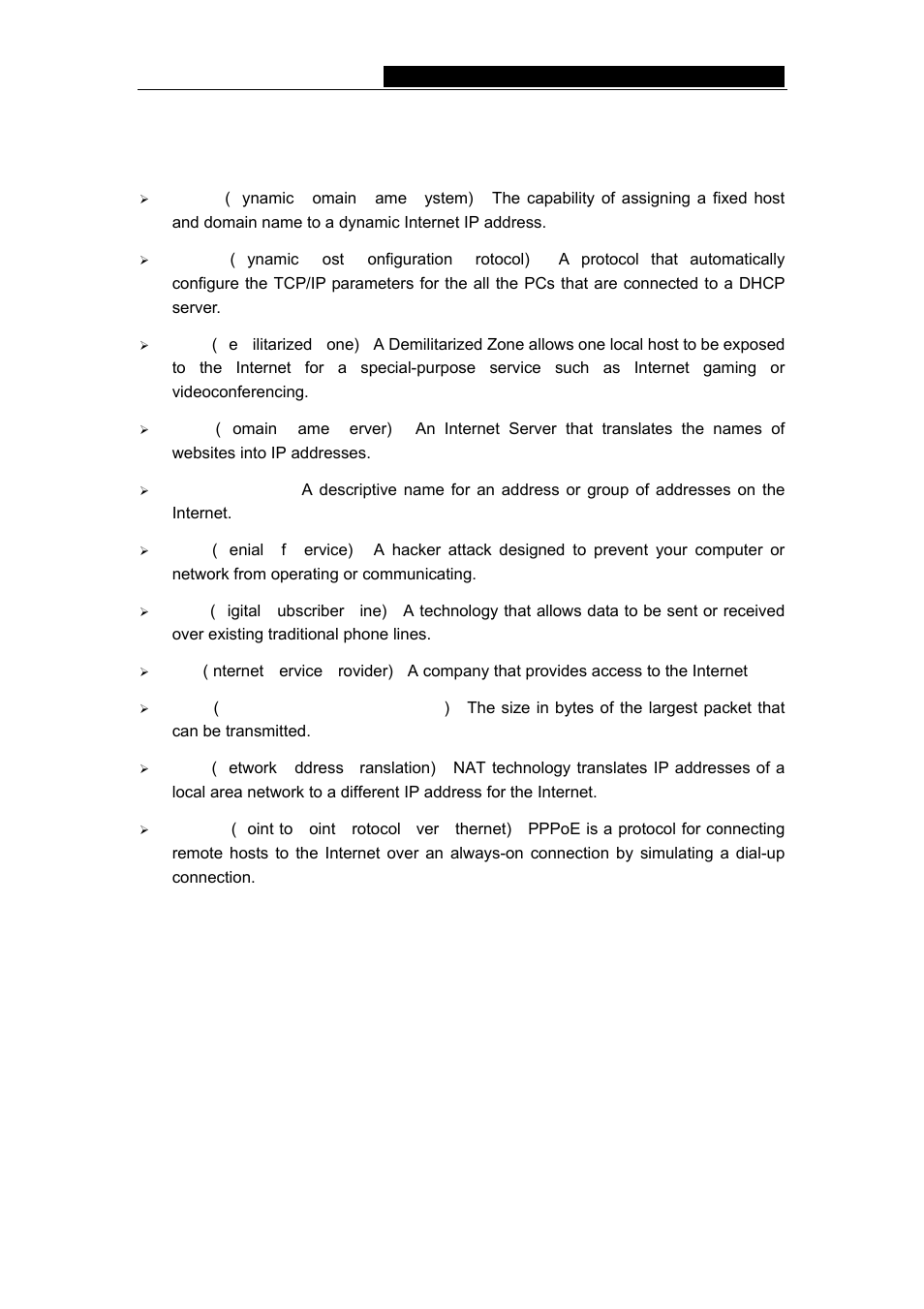 Appendix d: glossary, Enterprise broadband router user giude | Vizio TL-R480T User Manual | Page 59 / 60