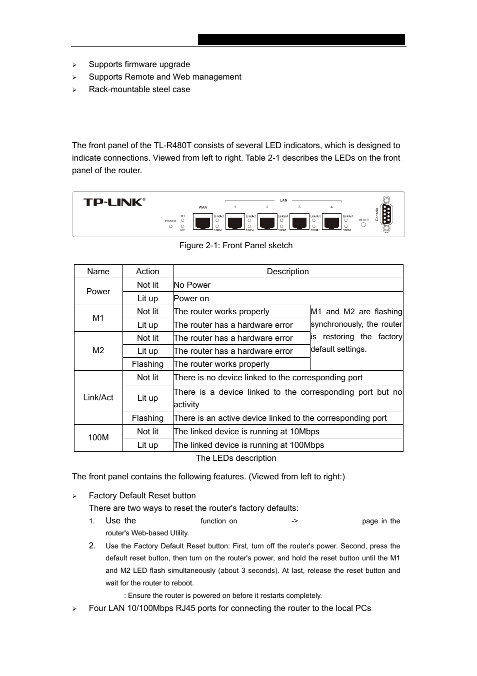 3 panel layout, 1 the front panel, Enterprise broadband router user giude | Vizio TL-R480T User Manual | Page 8 / 60