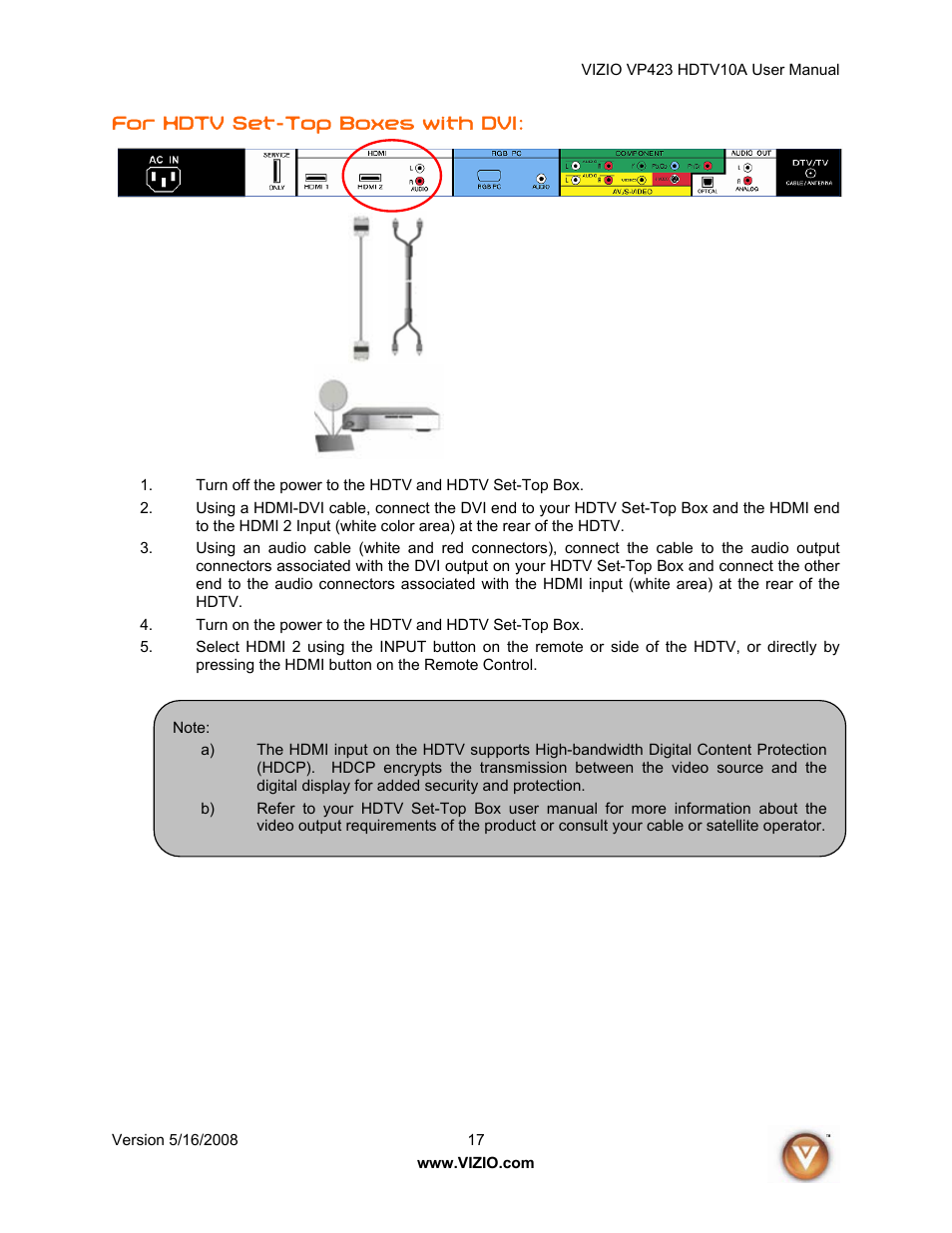 Vizio VP423 10A User Manual | Page 17 / 80