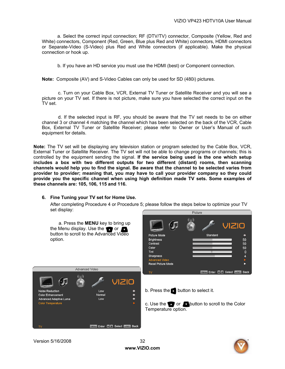 Vizio VP423 10A User Manual | Page 32 / 80